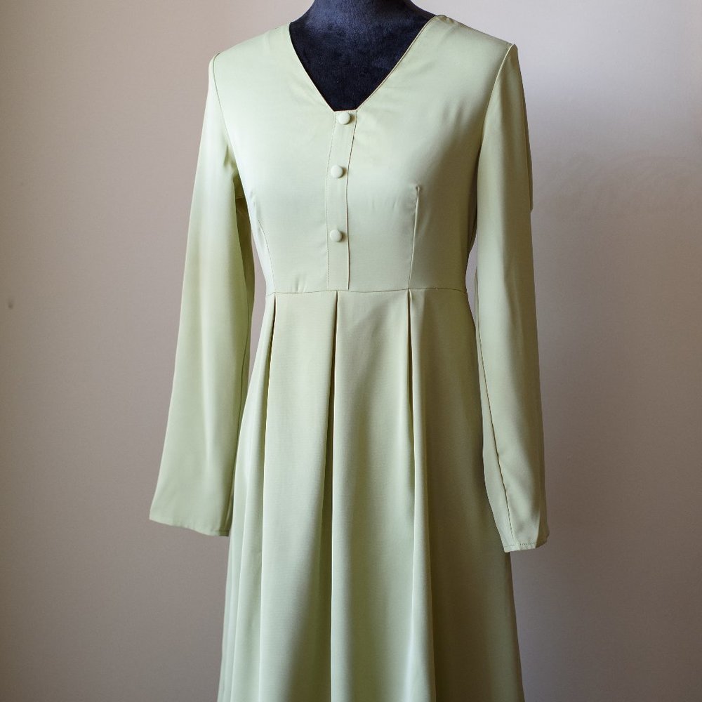 green midi button dress